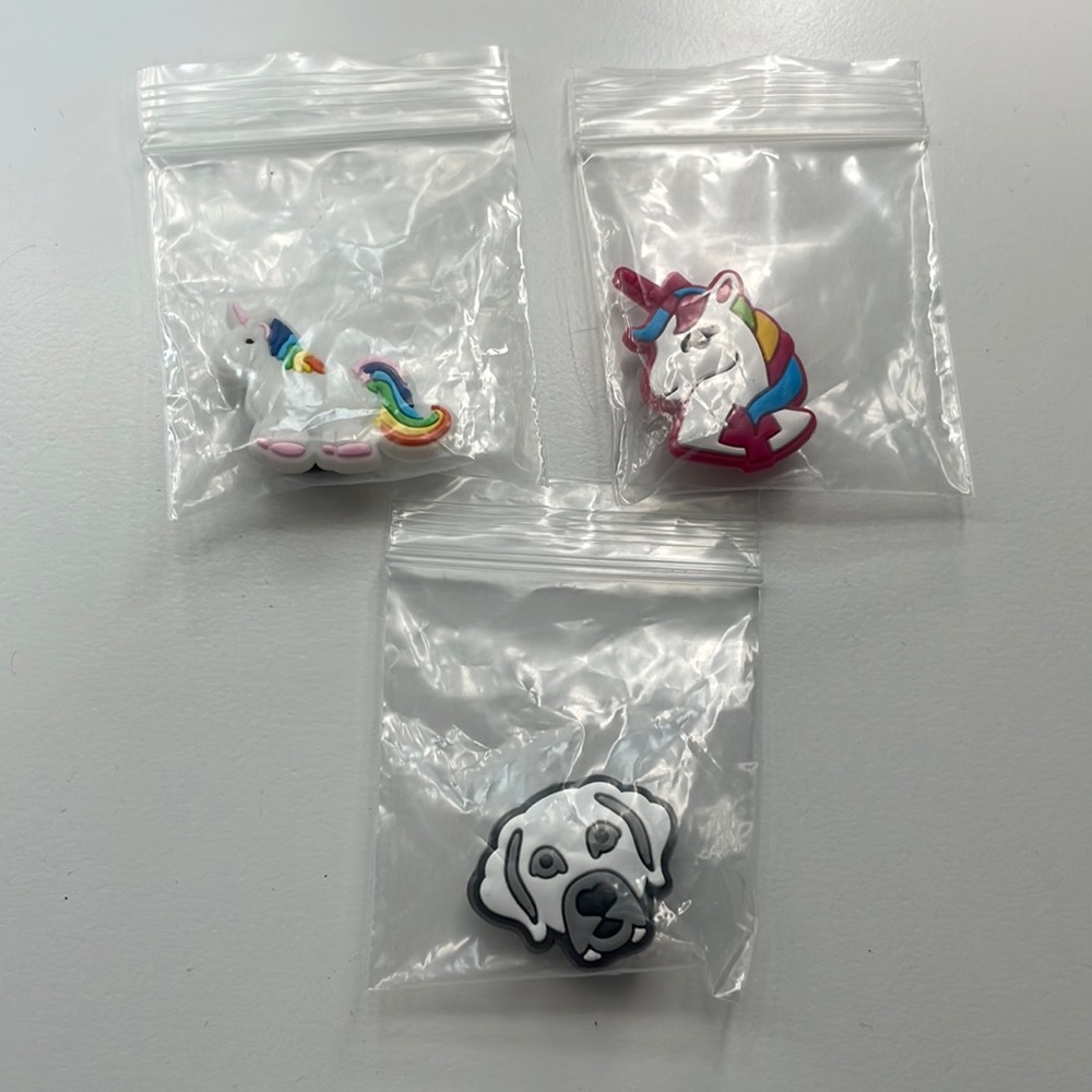 3 croc charms (all included in sale) can sell separately for $2 each